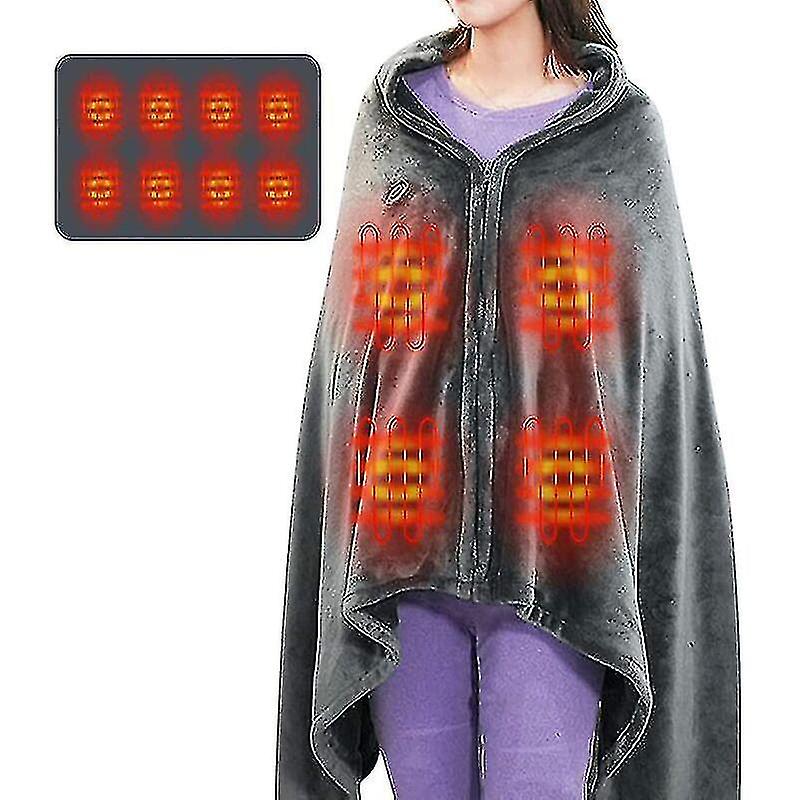 Cordless Heated Blanket Shawl Portable Usb Heated Plaid Blankets With 3 Levels Temperature Setting Electric Heated Poncho Washable 150 * 85cm