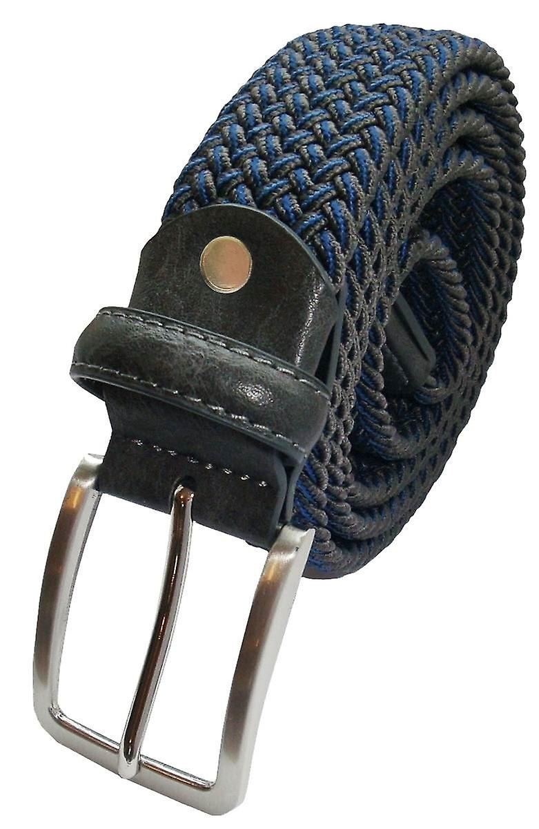 Bassin and Brown Chevron Stripe Woven Belt - Charcoal Grey/Blue