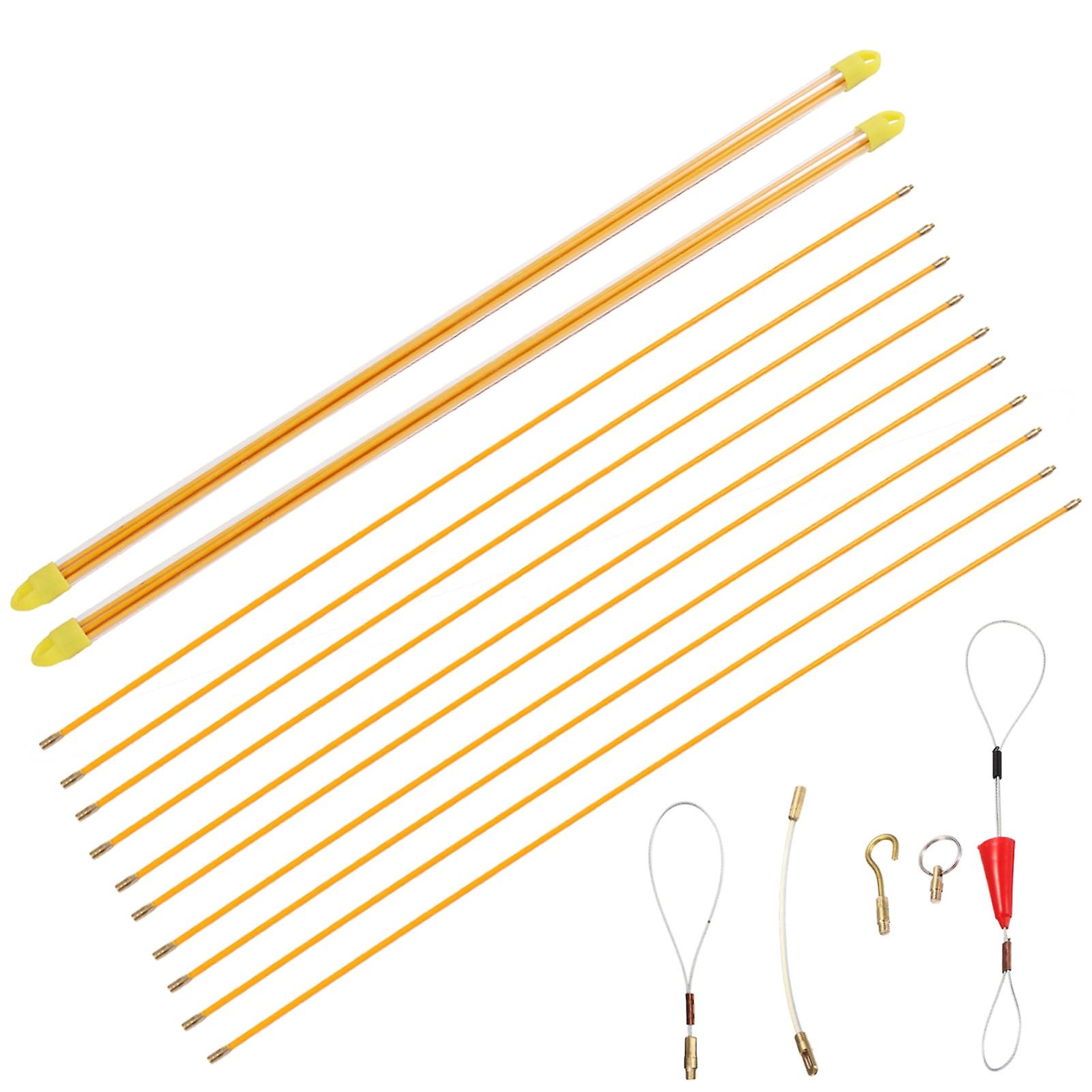 10Pcs 6mm 1m Fiberglass Wire Cable Push Puller Rod Electrician Fish Tape Rodder