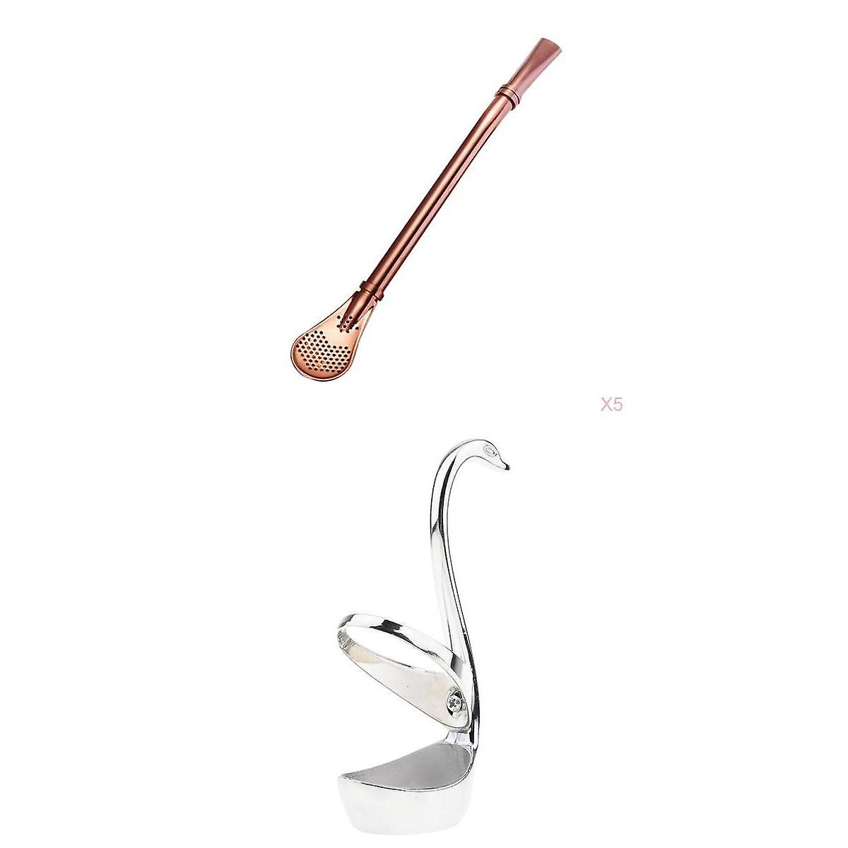 Creative Swan Spoon Holder Coffee Spoon Drinking Straw Teaspoon  #21