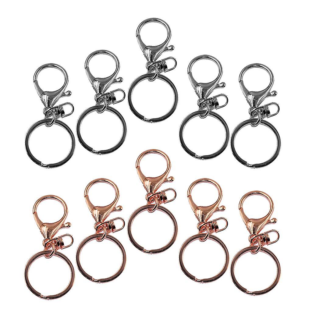 10pcs Keychain Keyring Lobster Clasp Clip Swivel Trigger Rings Split Ring