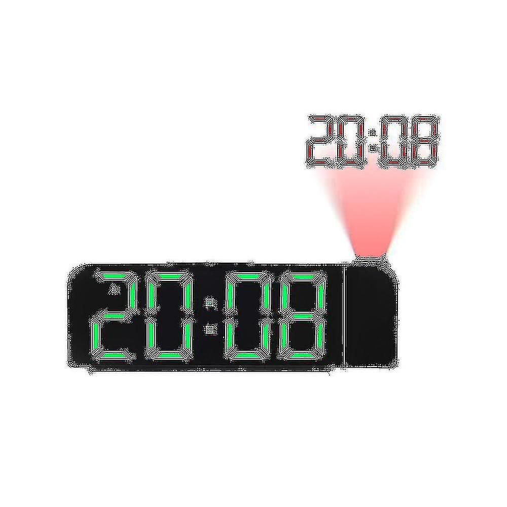 180 Rotation Projection 12/24h Led Digital Clock Usb Charge Ceiling Projector (green)