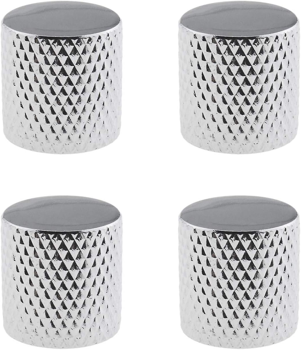 4 Knobs Chrome Metal Volume Control Knobs for Electric Guitar 6mm Diameter, Compatible with Standard Tone and Volume Pots