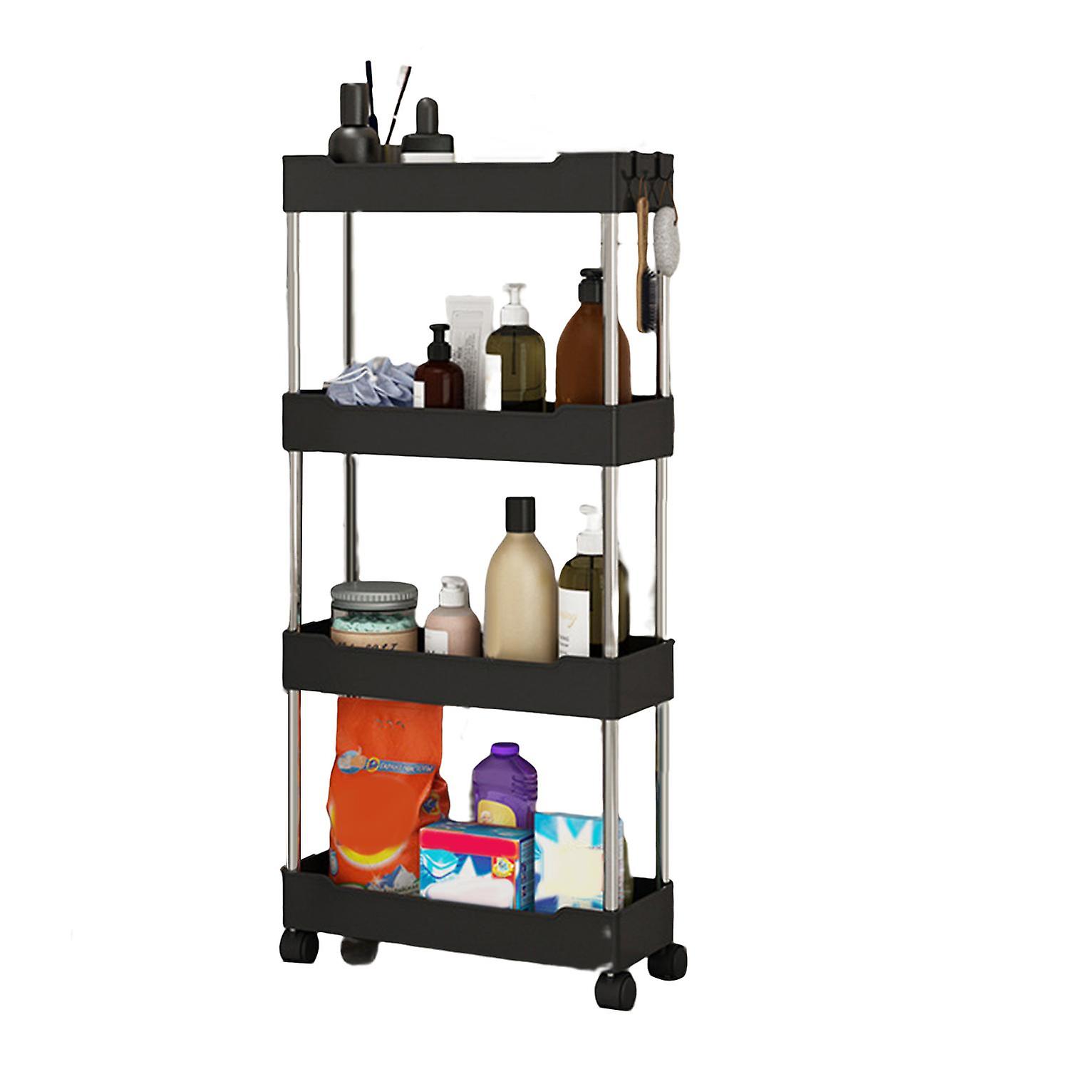 ZHOUBA Storage Cart 3/4-Tier Freestanding Storage Movable Floor-Standing Rolling Vertical Shelf