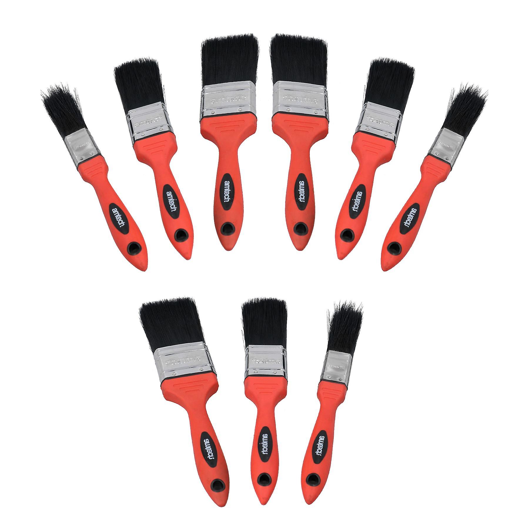 9pc Paint Brush No Bristle Loss Set For Painting + Decorating Soft Grip Handle
