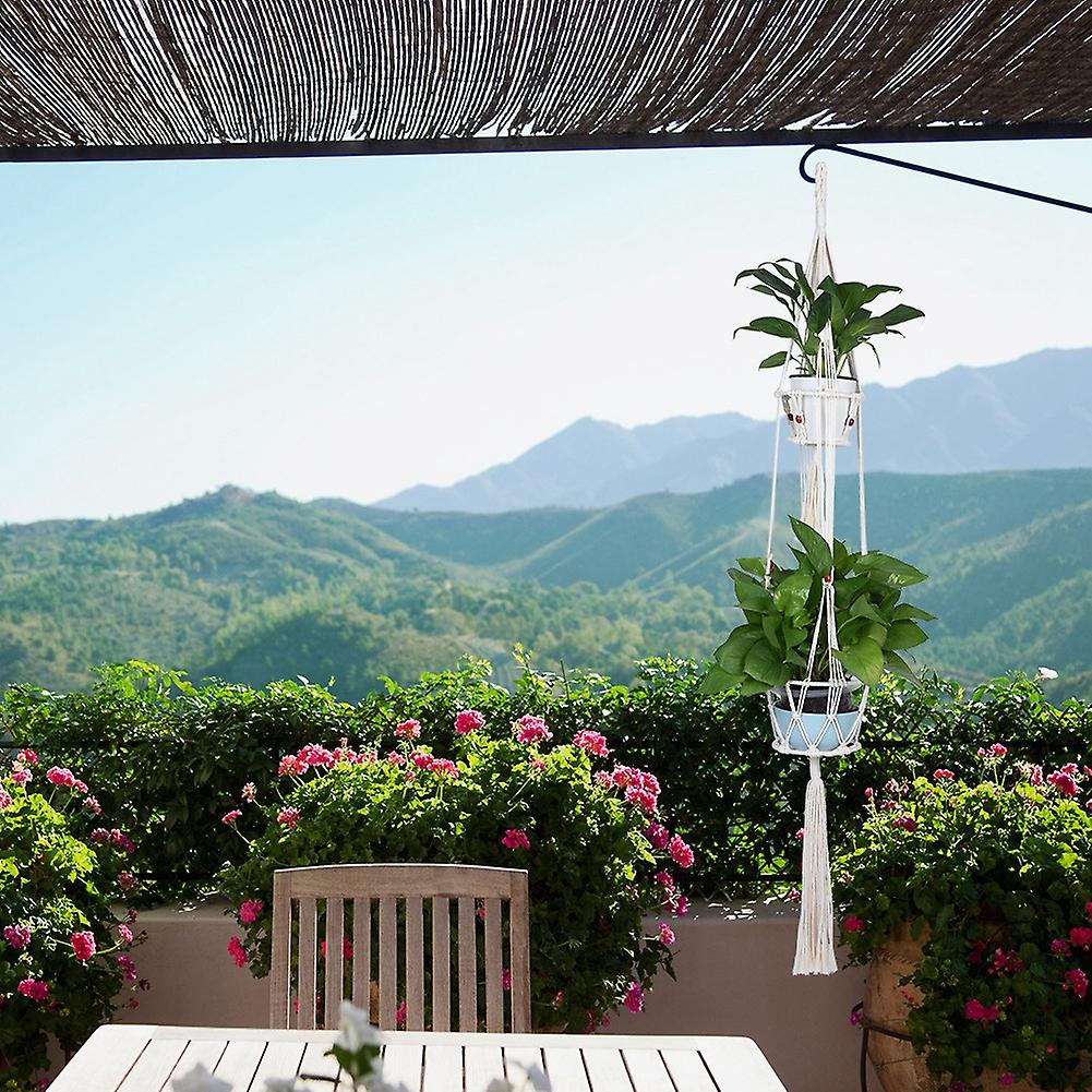 2 Pcs Macrame Cotton Plant Hanger 43.1" Length, 7.8" Diameter