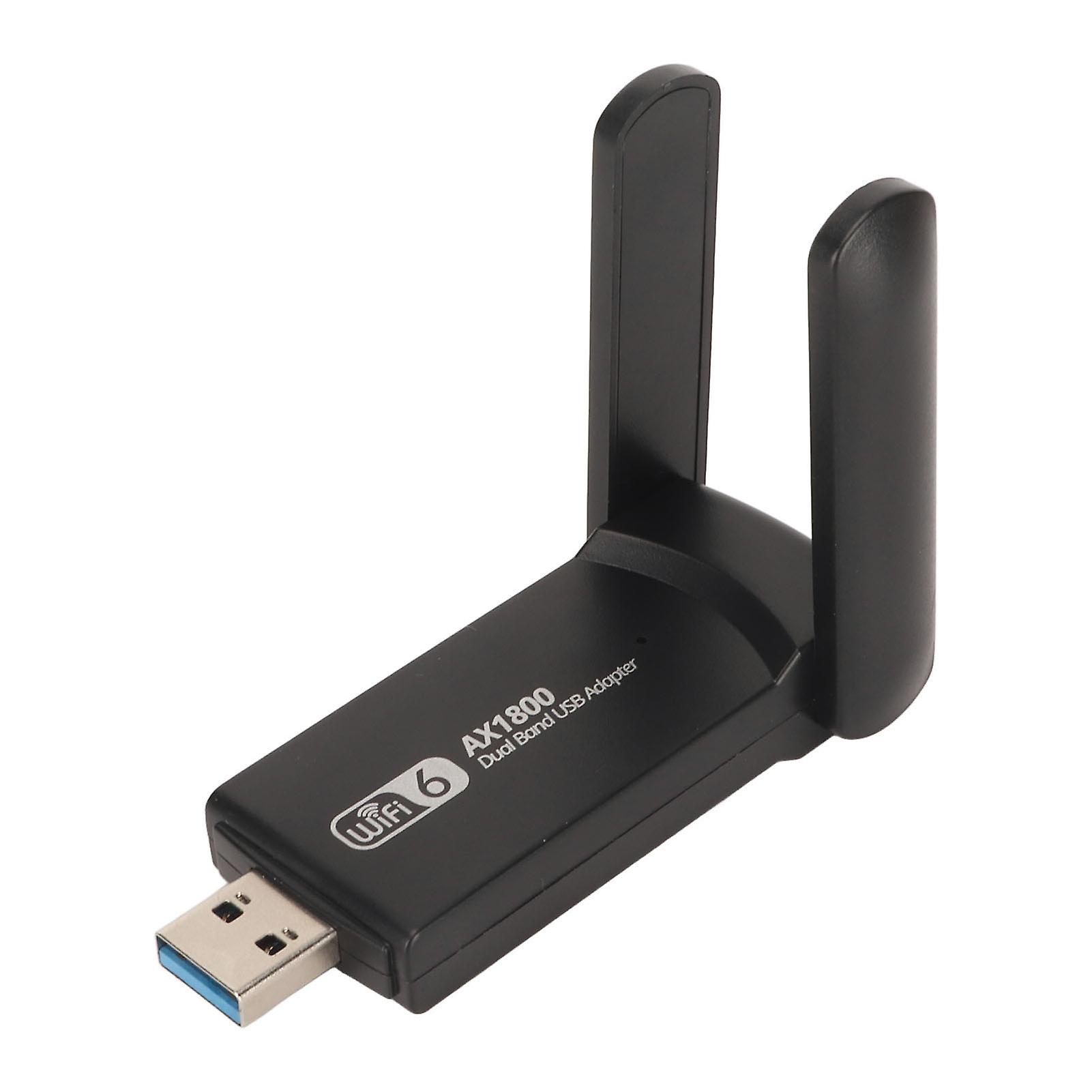 1800Mbps Dual Band WiFi Adapter with Dual 3dbi Antennas 2.4G 5G USB3.0 Plug and Play USB WiFi 6 Adapter for Laptops Tablets