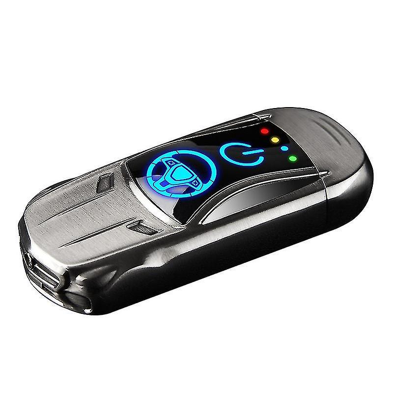 Double Arc Electric Lighter Usb Rechargeable Lighter With Fingerprint Sensor Sport Car Shape(black)