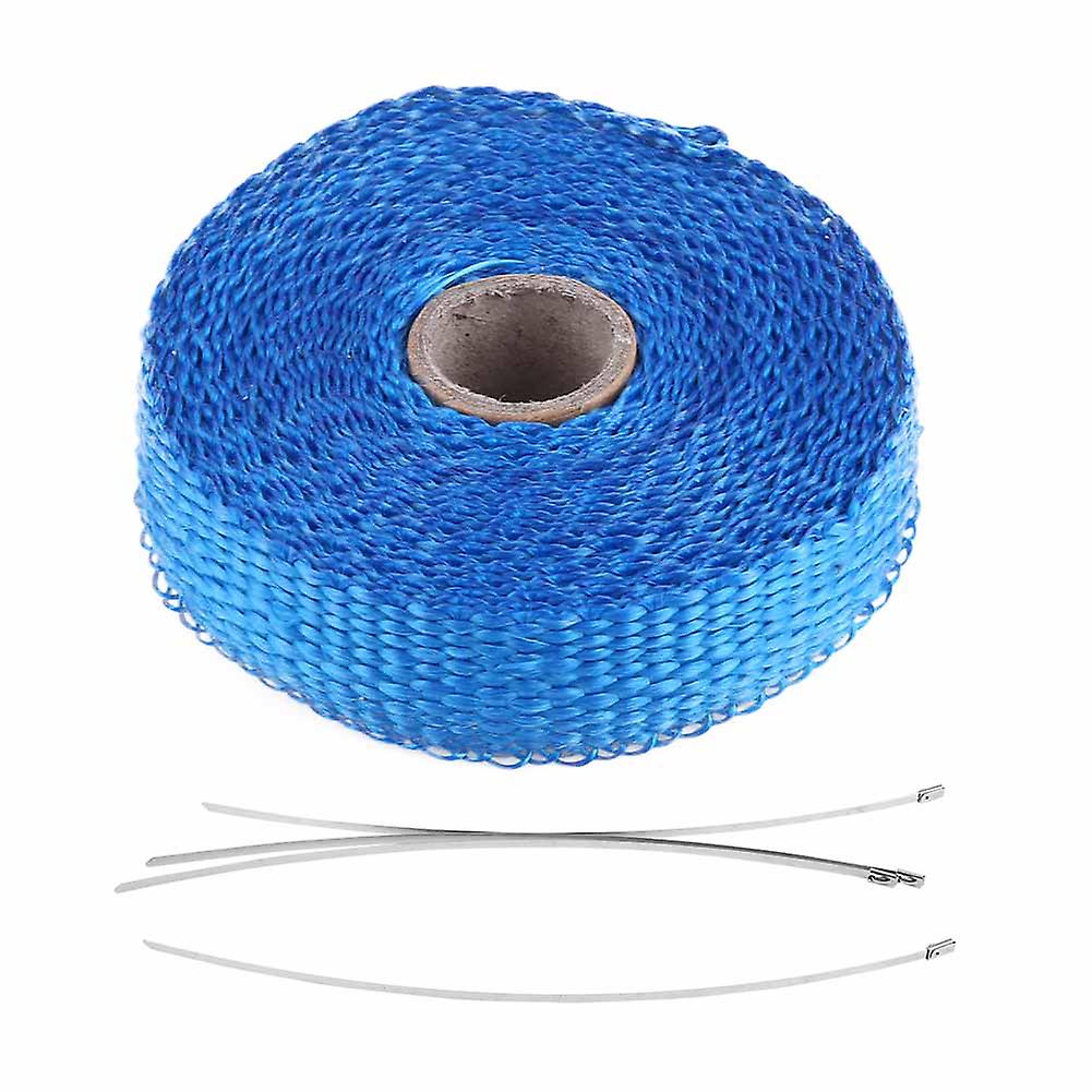 Ruban isolant pour échappement de voiture, 5 m, avec 4 attaches de câble en acier inoxydable, bleu