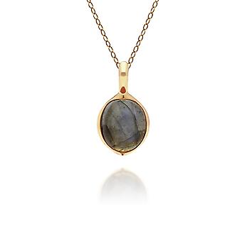 Irregular B Gem Labradorite Pendant Necklace in Gold Plated...