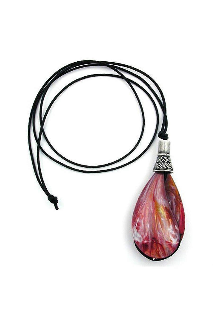 Necklace Drop Red-marbled-matt 100cm - Gl04658