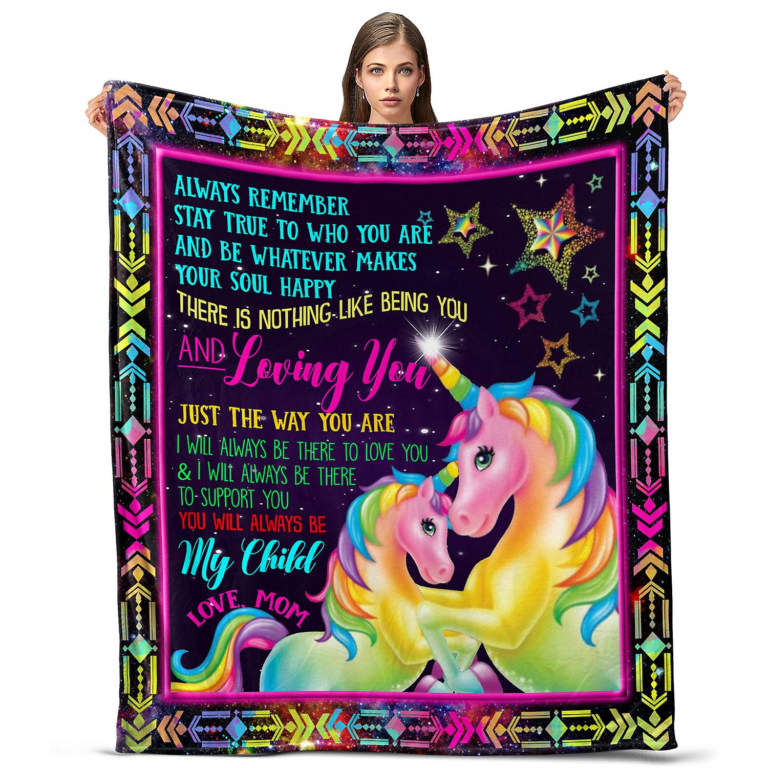Oasisdream Great Gift Throw Blanket To My Daughter for Home, Office and Sofa, Skin Friendly with Cute Animal and Star Print