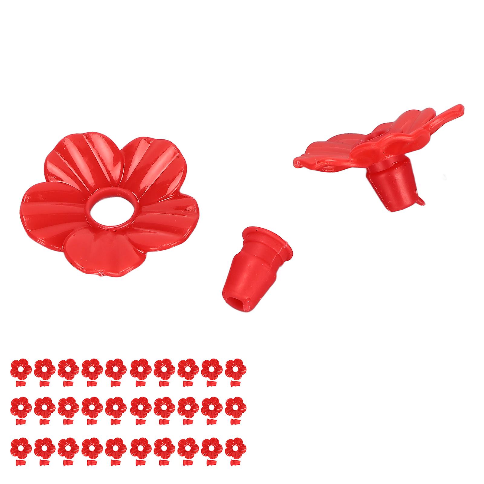 30 Sets Hummingbird Feeder Flowers Multicolor Unique Replaceable Hummingbird Bird Feeder Flower AccessoriesRed