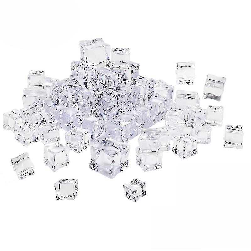50pcs Artificial Ice Cubes Clear Reusable Fake Ice Cubes In Cube Shape For Home Decoration