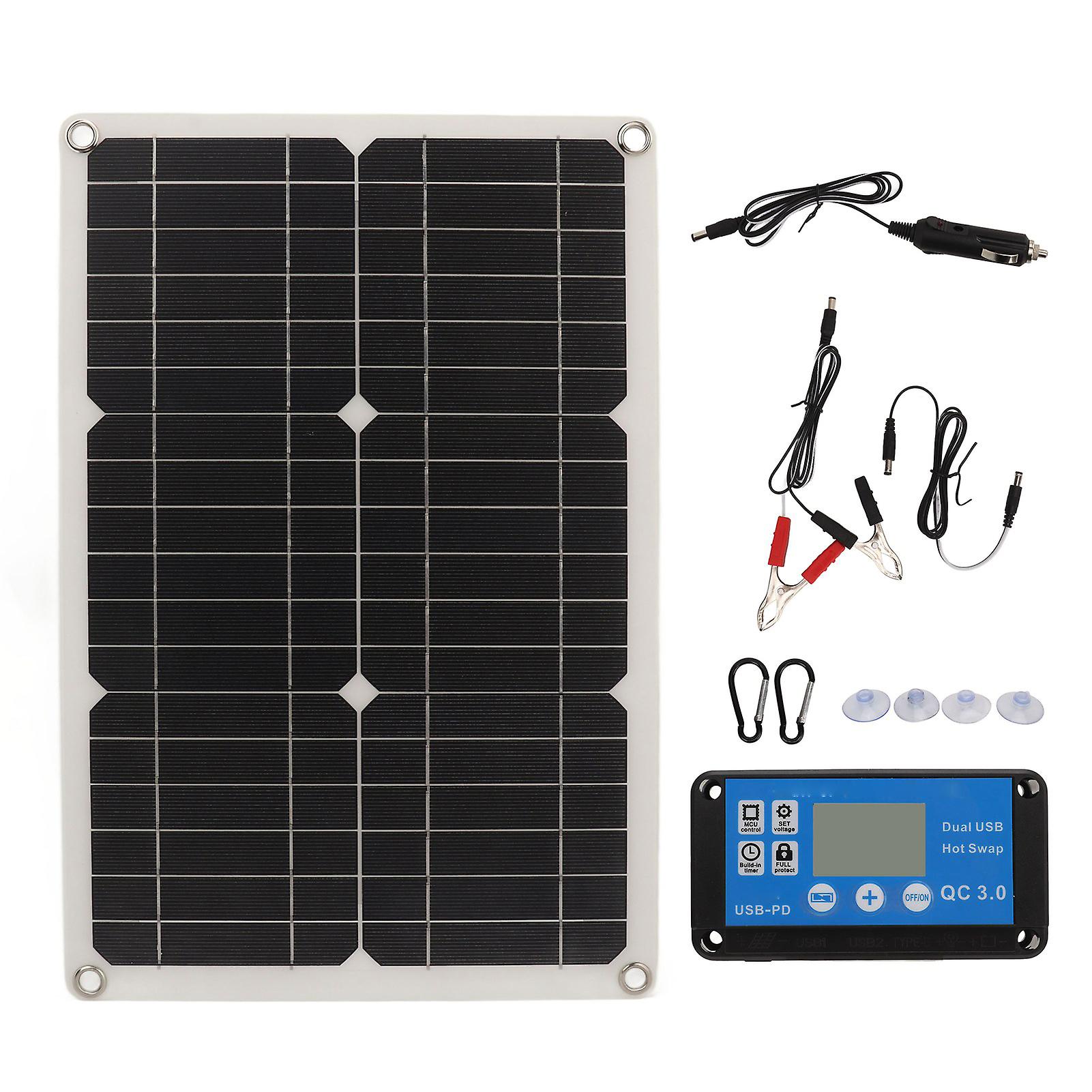 100W Solar Panel Kit 12V 24V DC IP67 Waterproof Solar Power Charger with 20A Controller for Outdoor Use and Off-Grid Systems