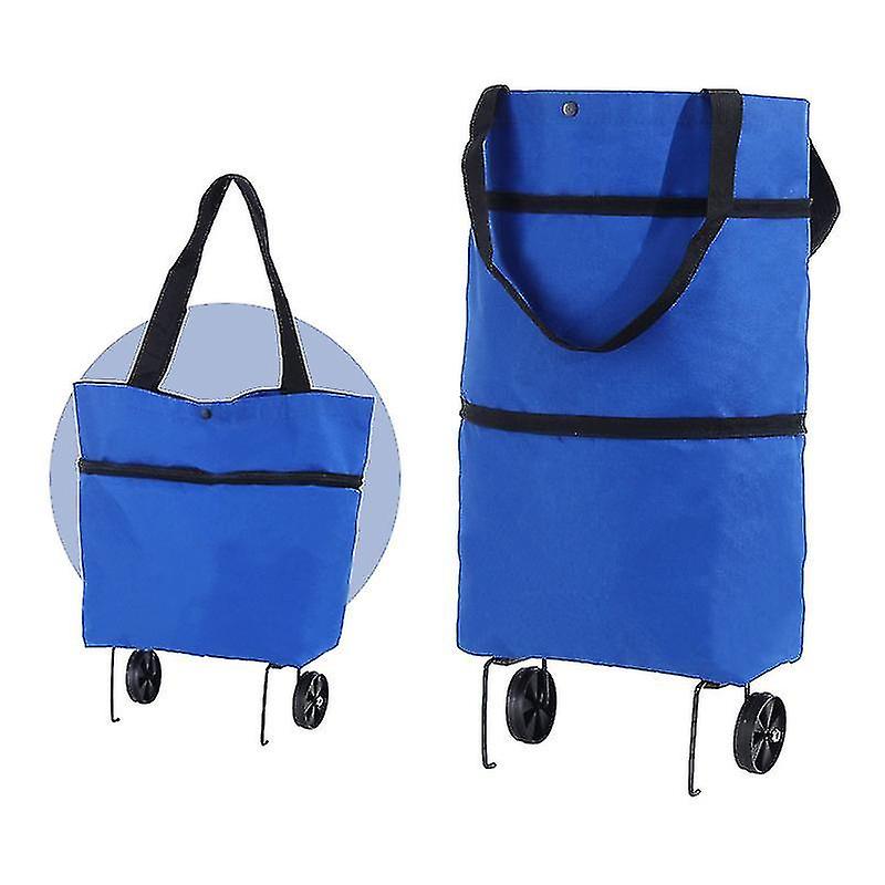 1pc Foldable Shopping Trolley With Wheels 2 In 1 Lightweight Handcart Shopping Gift