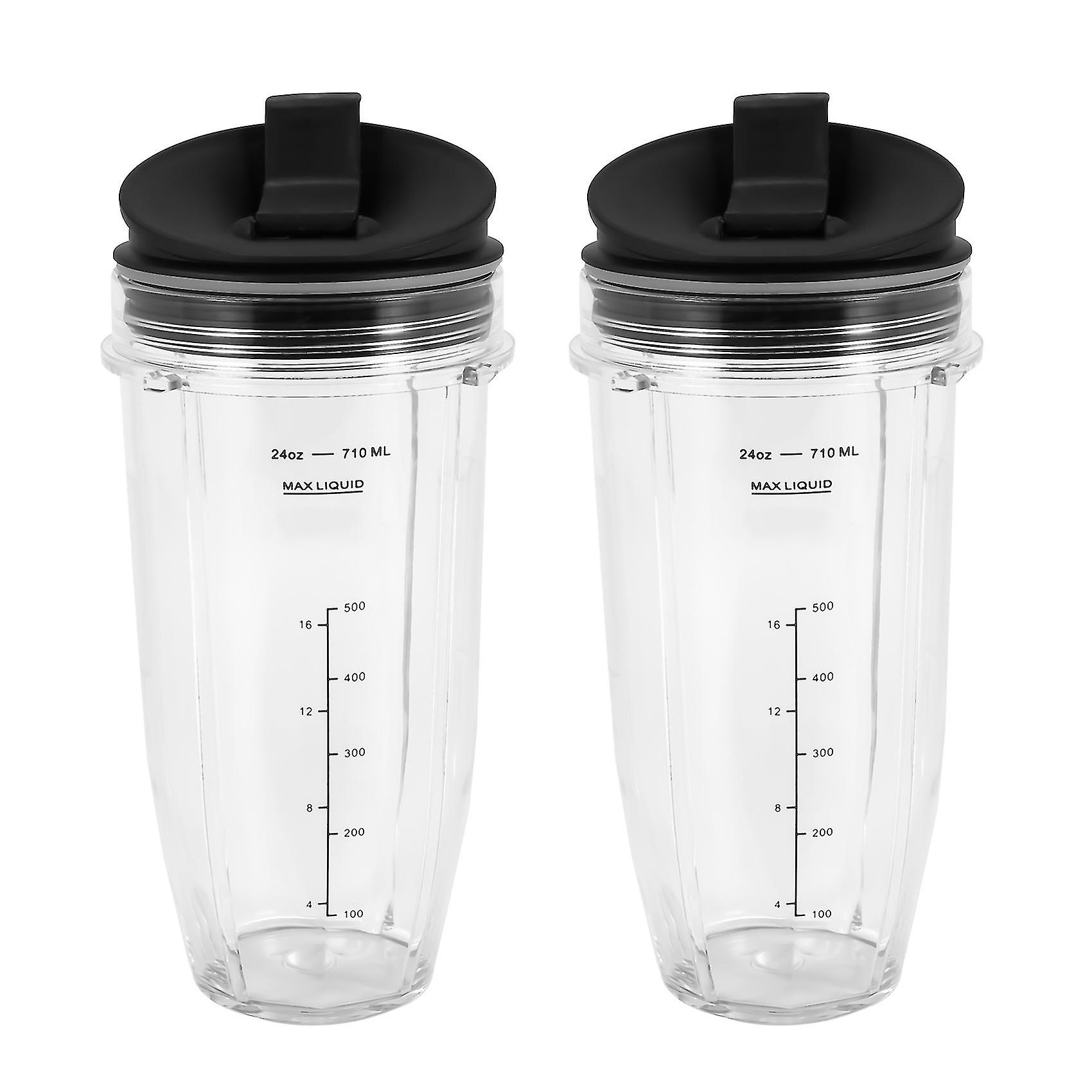 2 Pack Replacement 24oz Cup With Spout Lid For Nutri Ninja Auto Iq Series Blenders With Bl450/bl454