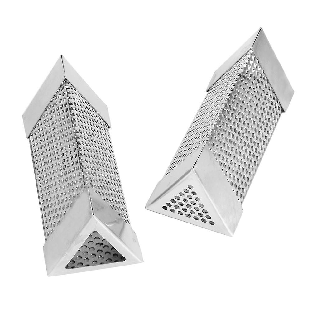 2Pcs BBQ Grill Smoker Tube Mesh Tube Pellets Smoke Box 6in Stainless Steel Barbecue AccessoryTrilateral