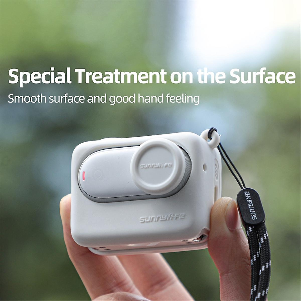 Camera Case for Shadowstone GO 3S Silicone Case Thumb Camera Lens Cover Protective Case with Lanyard White