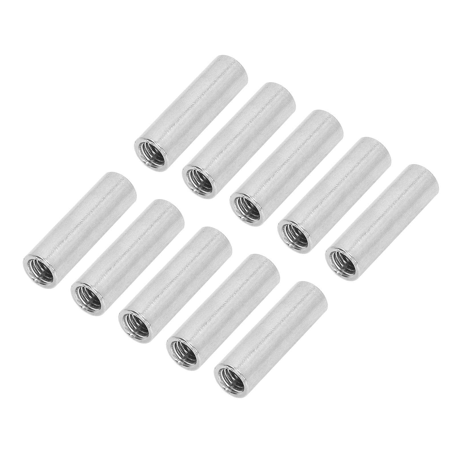 10PCS Female Thread Coupling Nut M8 X 1.25 12 L40mm Round Shape Coupling Nut Set for Connection 