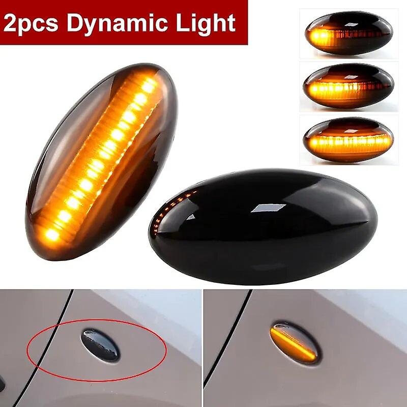 2pcs For Peugeot 307 206 407 107 607 Citroen C1 C2 C3 C5 Led Dynamic Turn Signal Light Flowing Water Side Marker Indicator Light