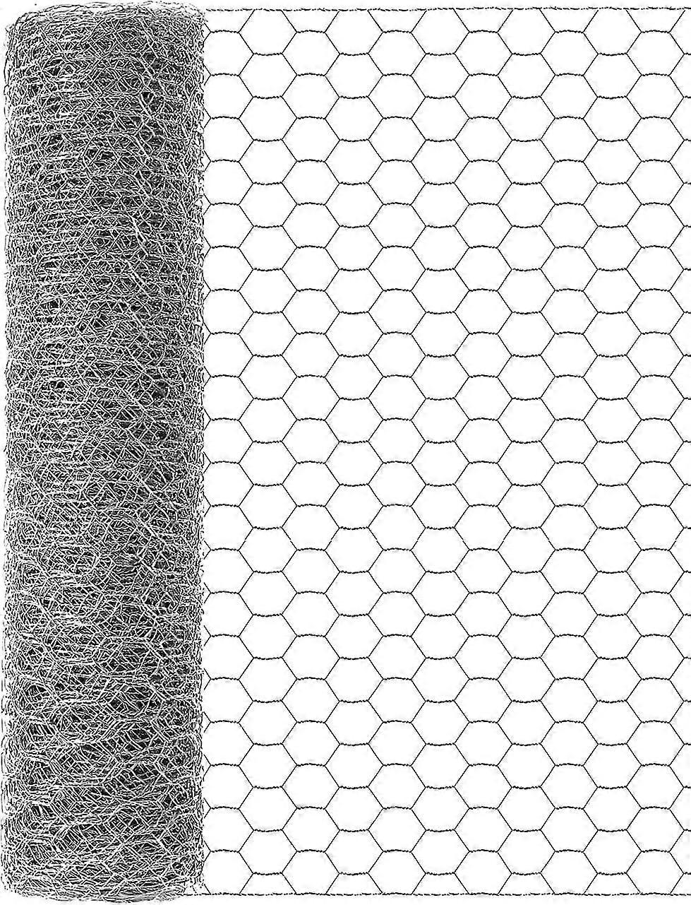 Grillage à poule 40cm x 10m, clôture extérieure en fil de poulet galvanisé hexagonal antirouille, de chiens, lapins, écureuils