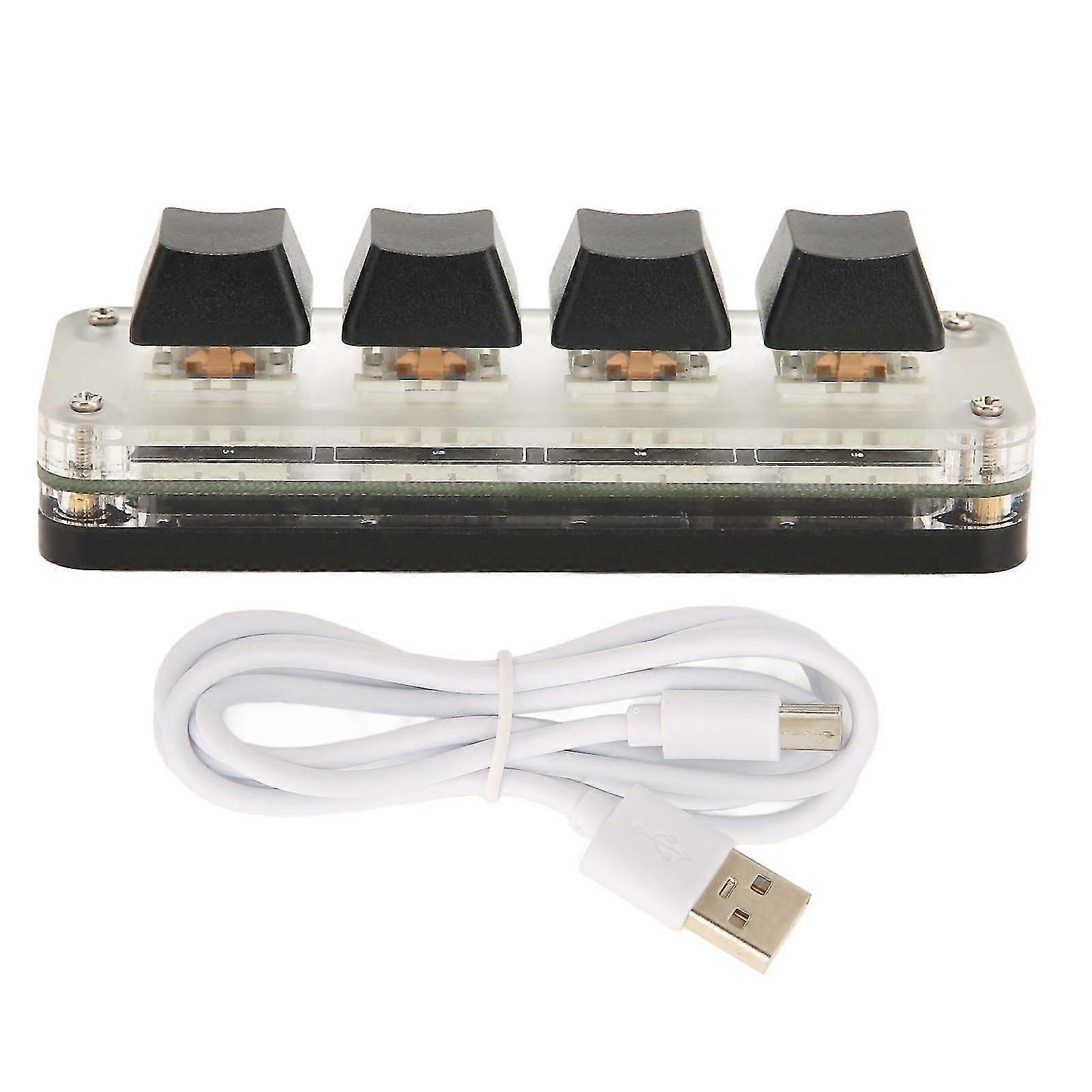 USB Programmable Mini Mechanical Keyboard with RGB Backlight, 4 Keys and DIY Functionality