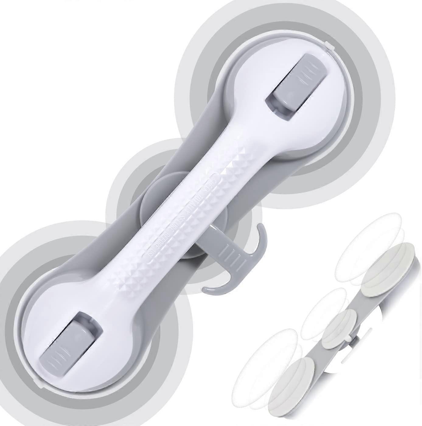 2pcs Shower Handle with 3 Safety Suction Cups, (Light Grey) 8*28.5*8.9cm