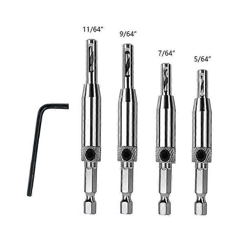 4-Piece Self-Centering Hinge Drill Bit Set for Hinged Drawer Rail