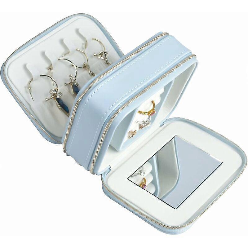 Small jewelry box with mirror (blue)-