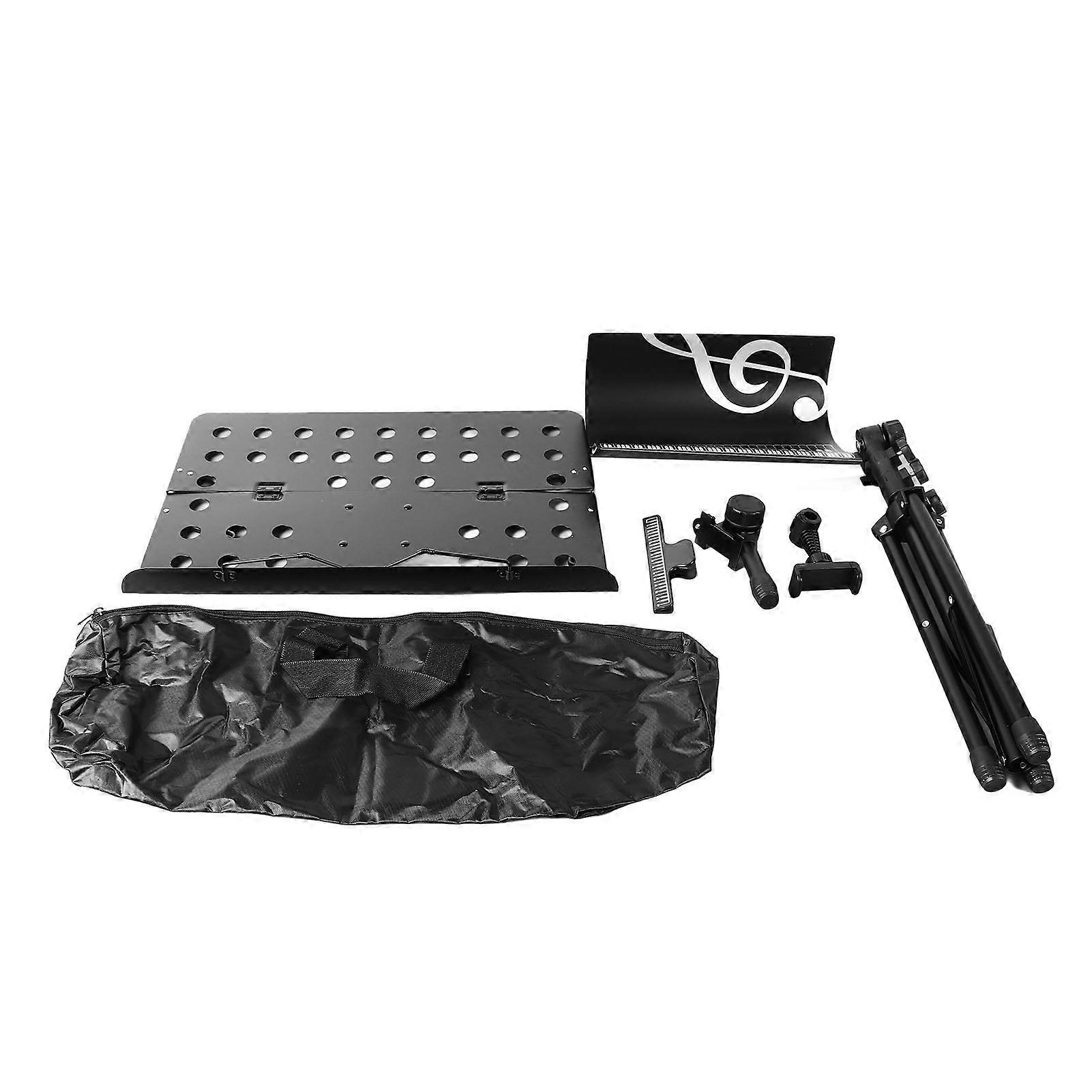 Folding Sheet Music Stand Metal Height Angle Adjustable Multifunctional Portable Music Stand With Phone Clip