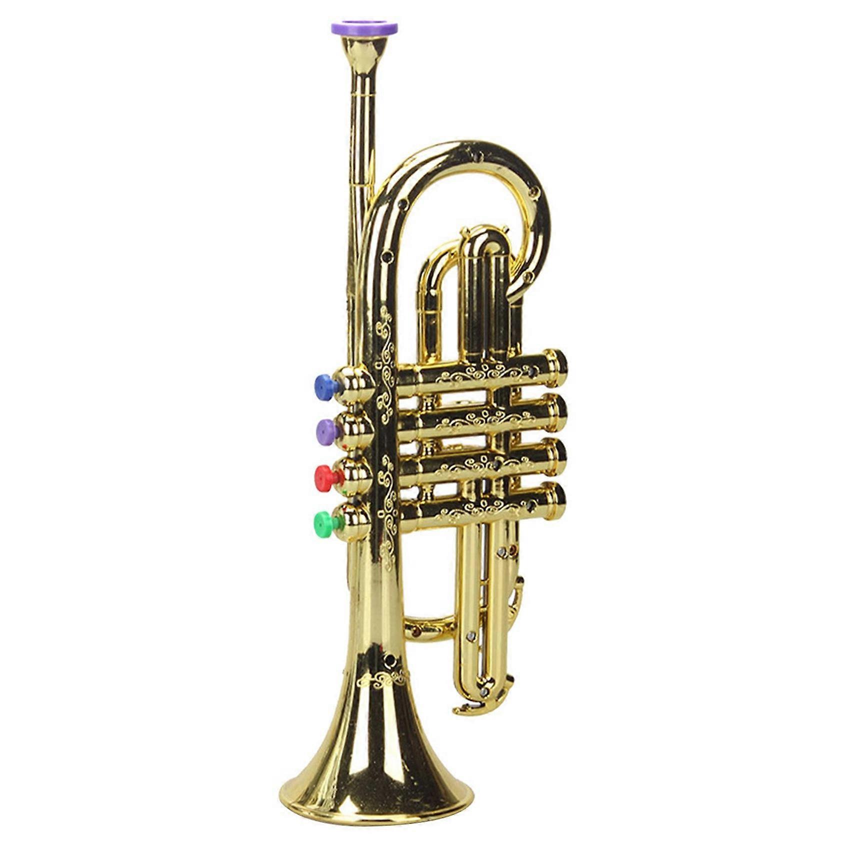Trumpet 4 Tones 4 Colored Keys Simulation Play Mini Musical for Children Birthday Toy Gold