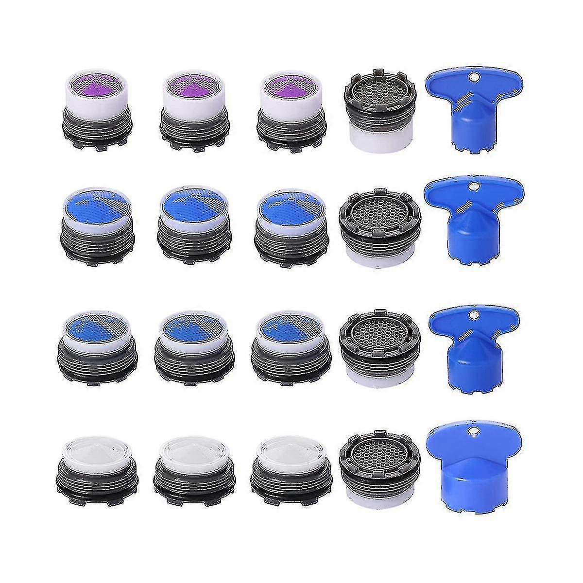 20Pcs Faucet Aerators, M16.5 .5 M21.5 M24 Faucet Cache Aerator Water Saving Flow Restrictor with Ke