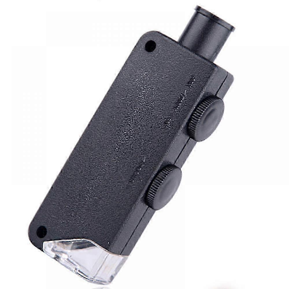 60X-100X Illuminated Mini Pocket Microscope Magnifier with LED Light Black