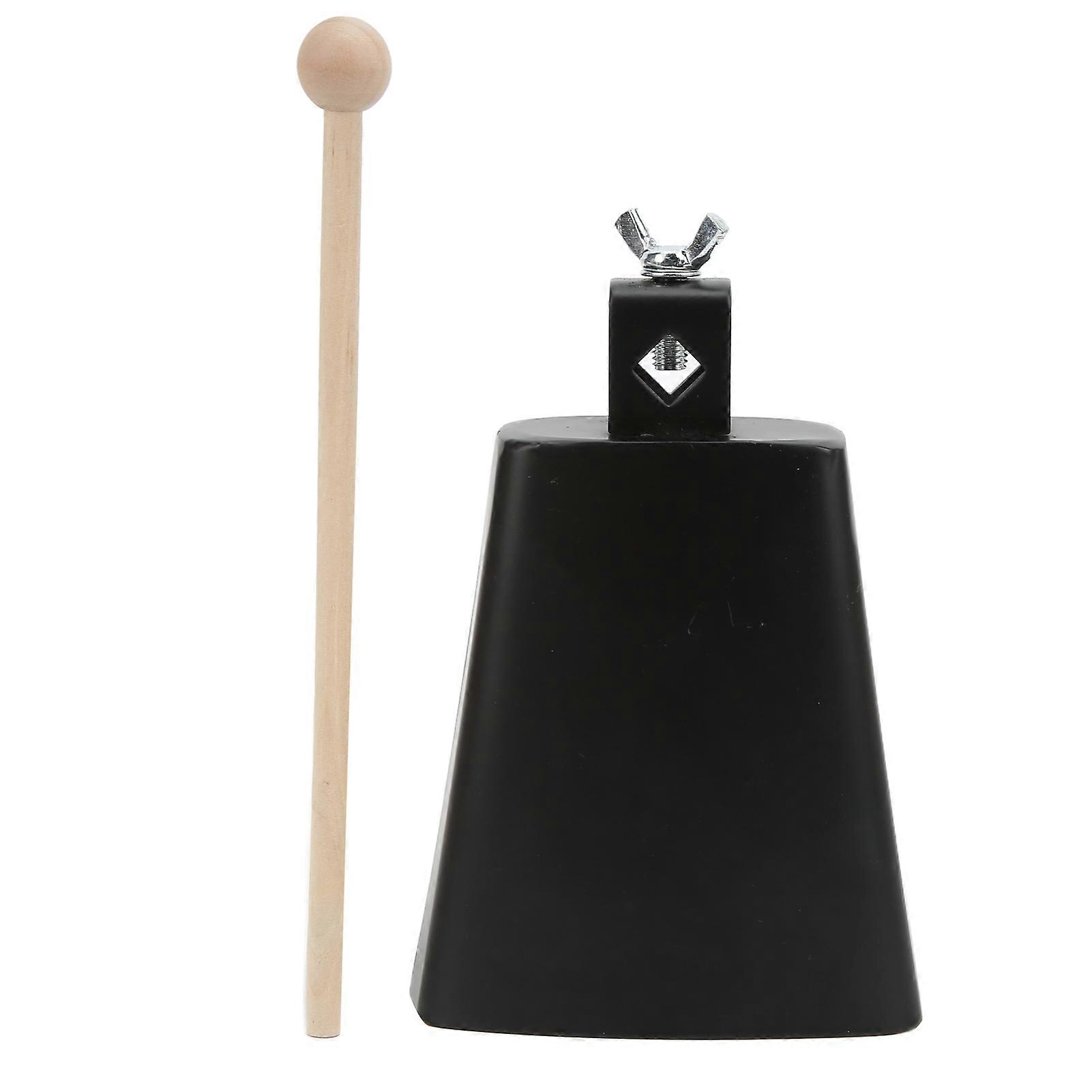 Cloche de vache en métal Noise Maker Cloche de vache à percussion à main avec bâton pour batterie5 pouces / 12,7 cm