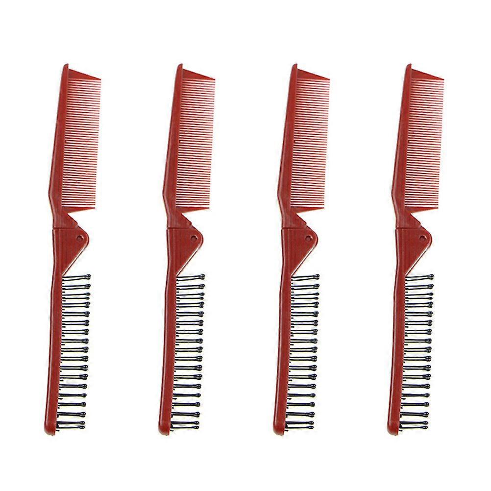 4pcs Portable Folding Combs Pocket Combs Plastic Partition Combs for Travel