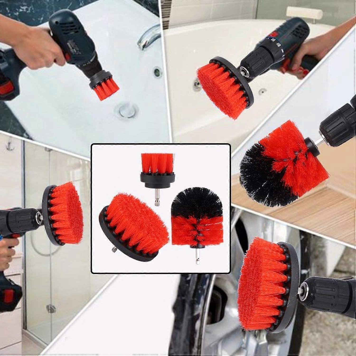 Tile Cleaner, Drill Brush, Grout Tub Bathroom Floor(Red)