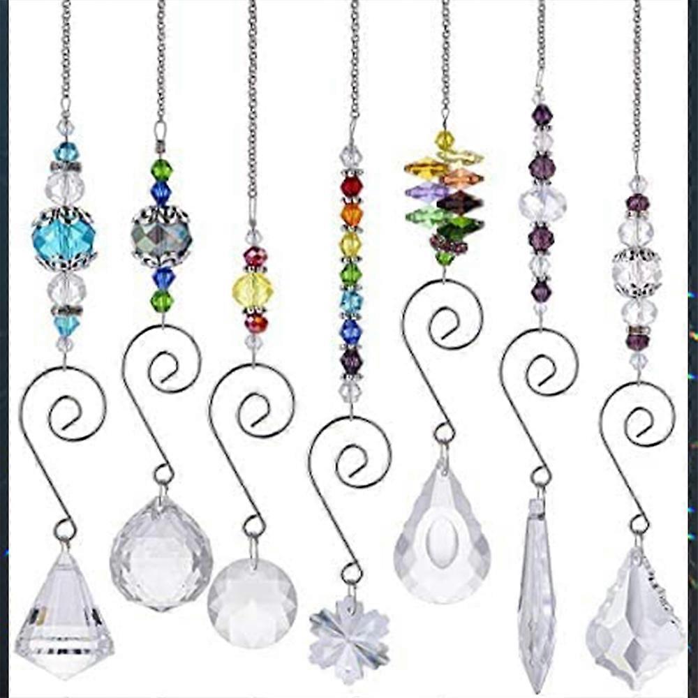 Set 7 Crystal Rainbow Suncatcher sticla șirag de mărgele lanț Fengshui agățat pandantiv pentru Window Garden Party