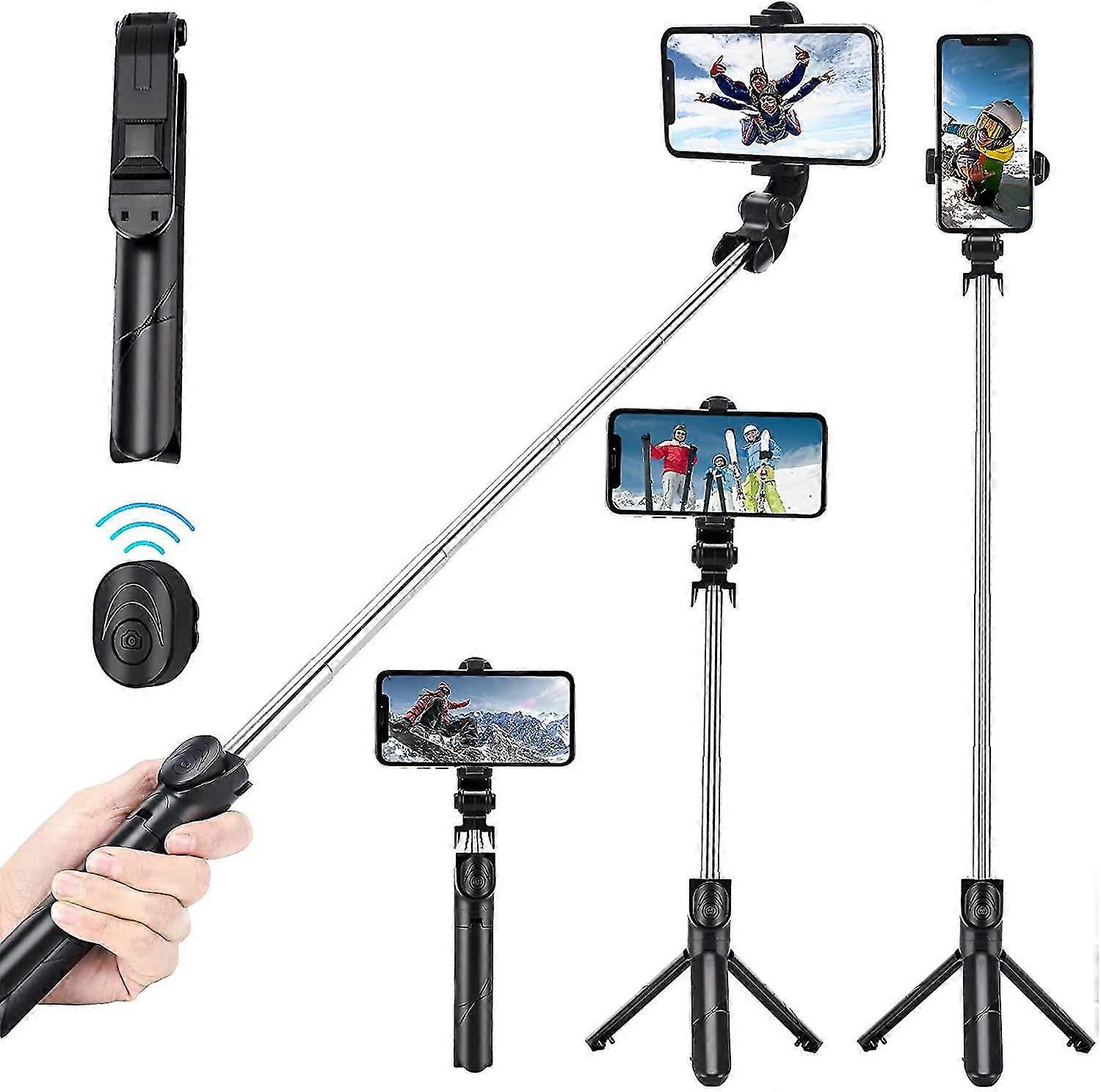 Selfie Stick For Iphone, Extendable Selfie Stick Tripod With Wireless Remote And Tripod Stand, Portable, Lightweight-- For Iphone 12, 11, Xr, X, 8, 7