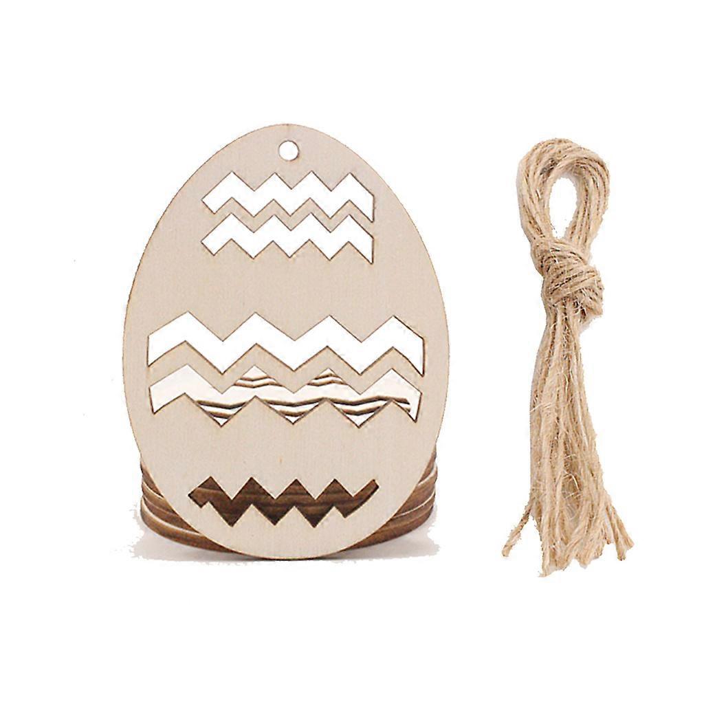 10 Pcs/Set Happy Easter Party Wooden Ornaments Cute Carving Egg Shape Slice Disk