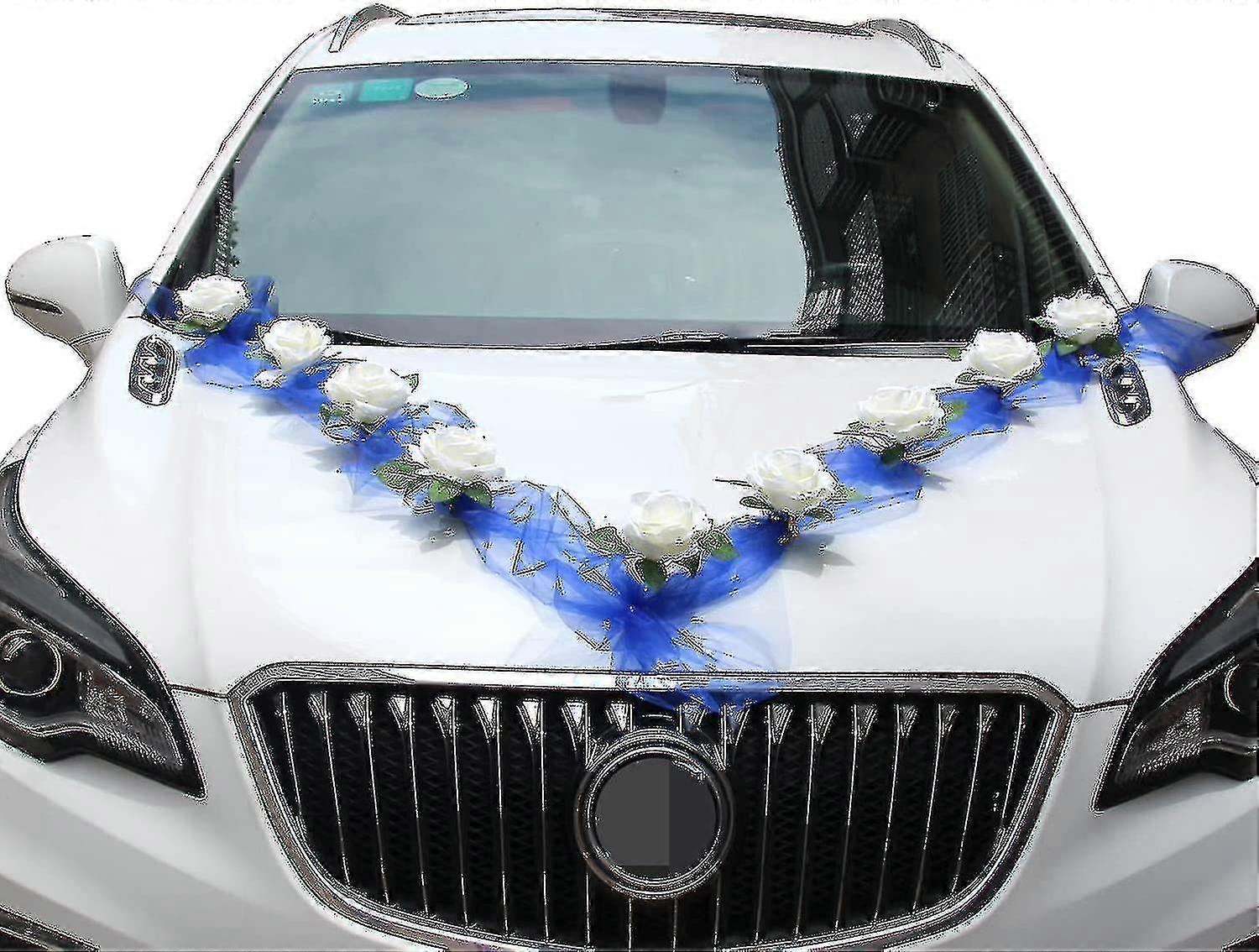 Wedding Car Flower Plate Ribbon Bows Set For All Car Models