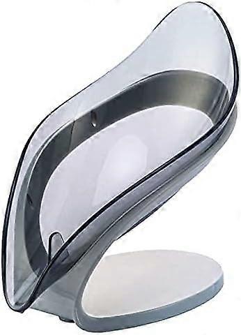 Bar Soap Holder Leaf Shape - Self Draining Soap Dish for Bar Soap, Decorative Plastic Soap Tray, Soap Box with Suction Cup for (Color: Gray 1 Pack)