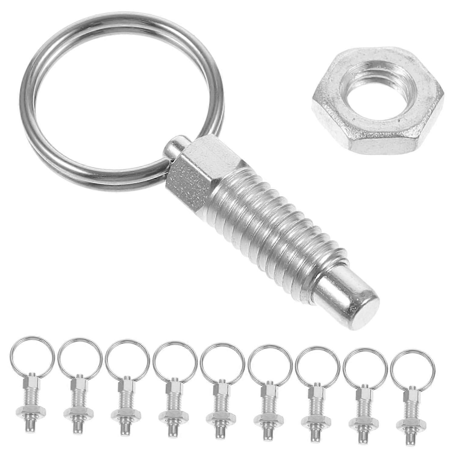 10pcs Steel Silver Non-Locking Indexing Plunger Spring Latch Indexing Pin Metal Connection Pin Spring Loaded Latch Spring-Loaded Plunger Spring Pin Po