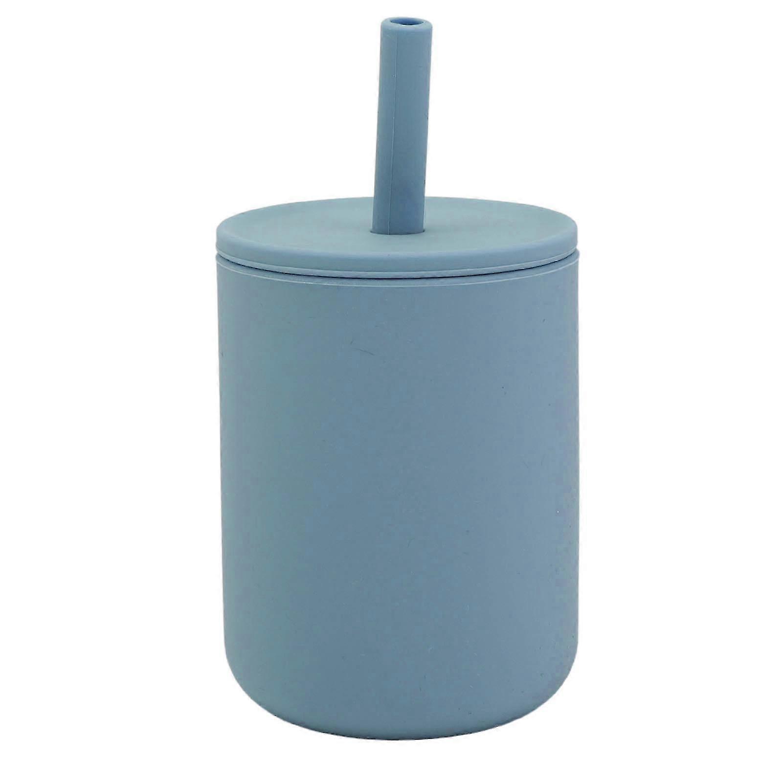 210ml Baby Silicone Cup Bpa Free Reusable Splashproof Leakproof Non Slip Handle Toddler Silicone Training Cup With Straw