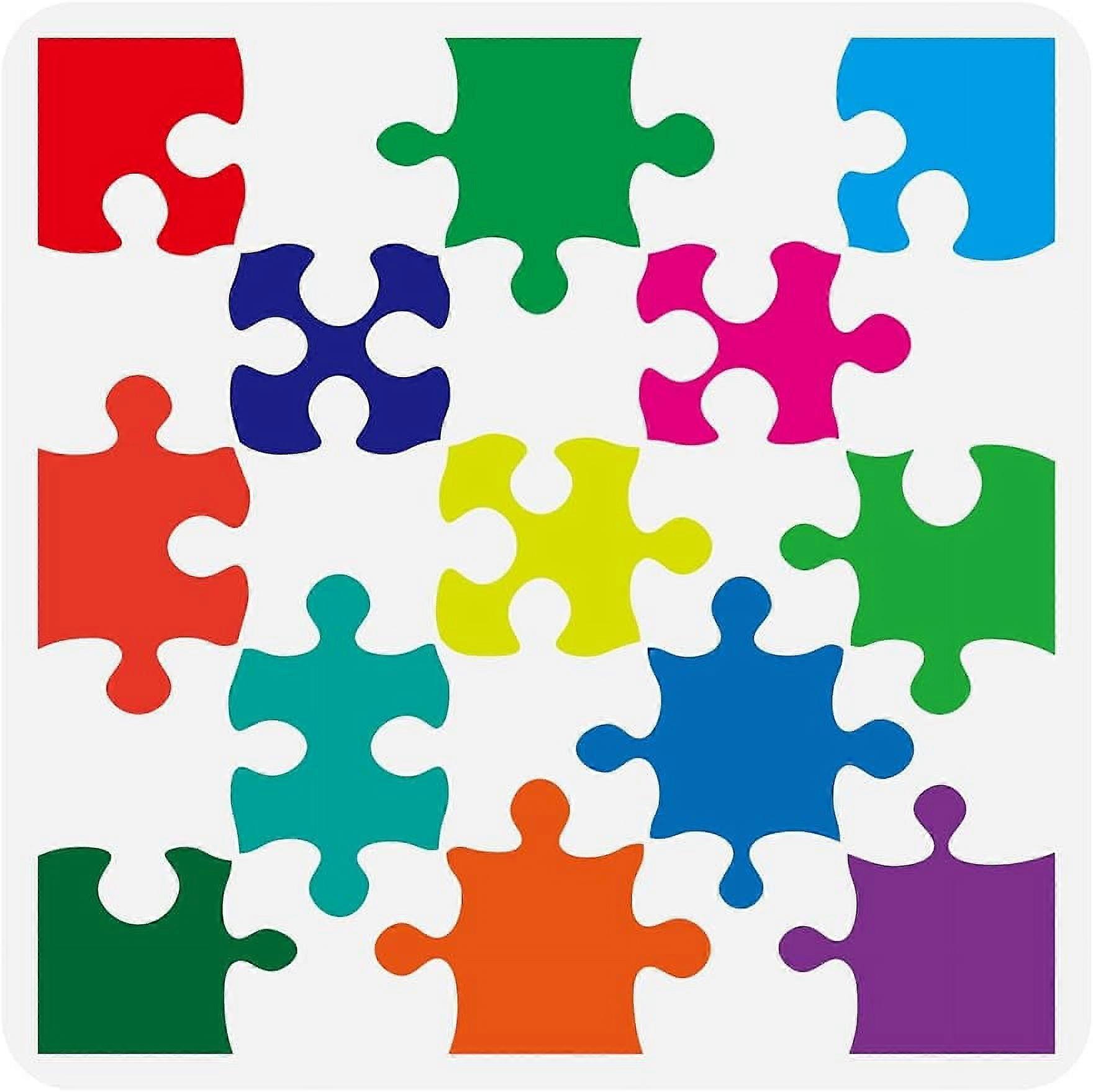 1Pc Puzzles Pattern Painting Stencil Drawing Template on Wood Wall Fabric Furniture 11.8x11.8inch