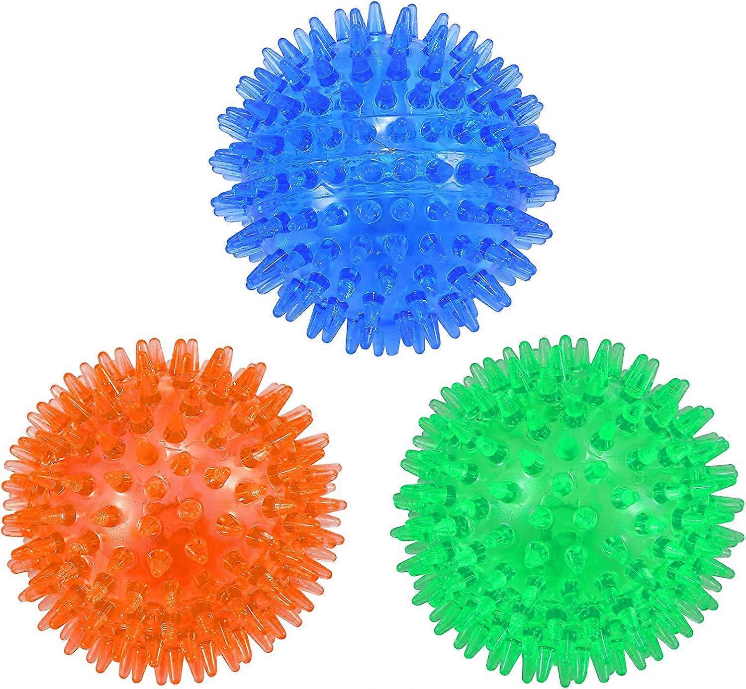 petizer 3-PACK Squeaky Dog Ball Toys Dogs Chew Spiky Ball Floatable Dog Pool toy Toss Fetch Toys for Puppy Rubber TPR Dog Chew Toys for Boredom Tee
