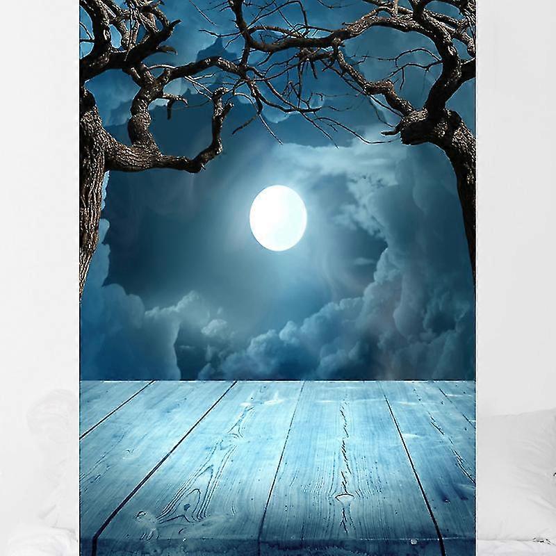 90*150cm 3d Halloween Creepy Backdrop Moonlit Horror Tree Background For Parties Photography Studio Photo Booth (Dz-769)