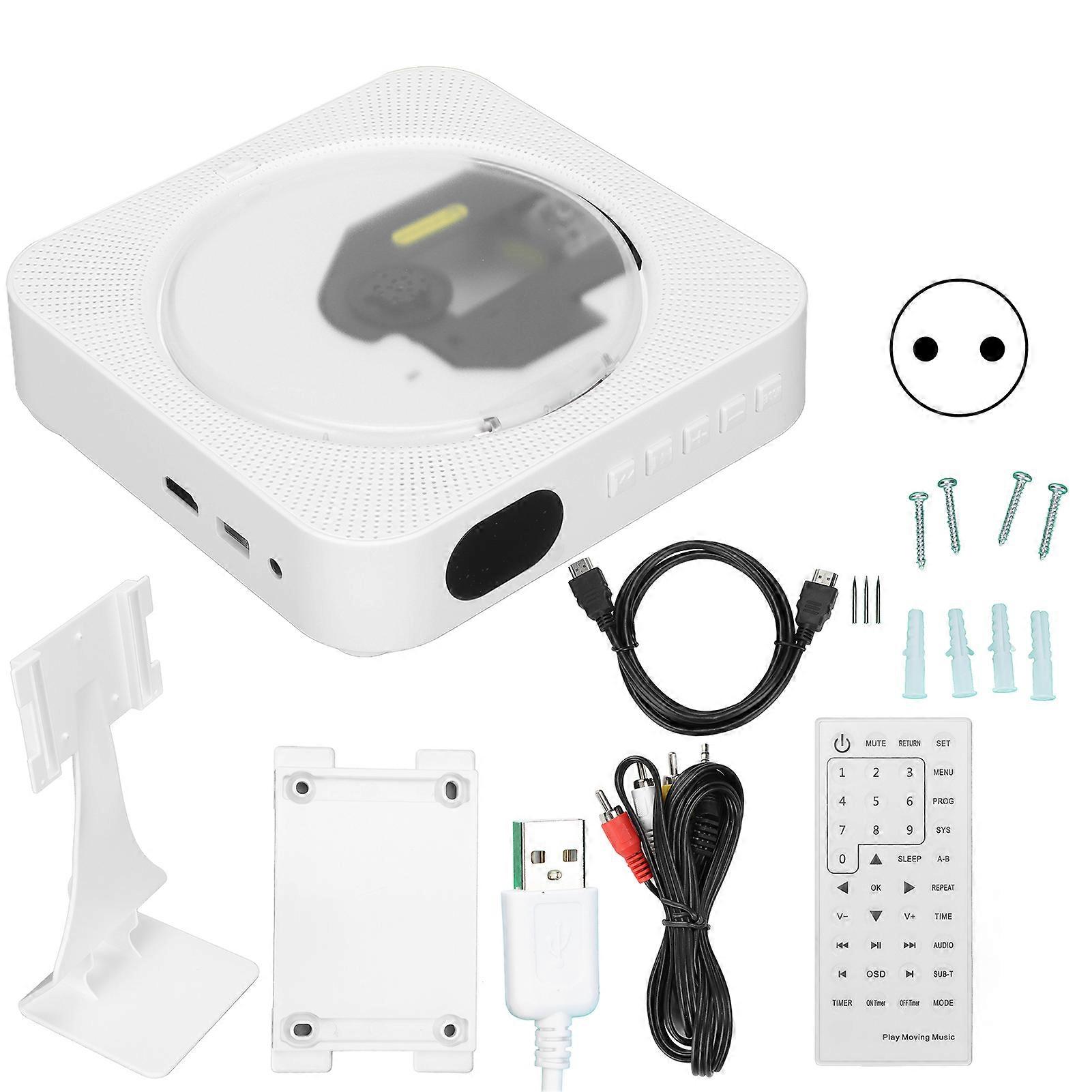 Bluetooth DVD Player Builtin HiFi Speaker Wall Mountable CD DVD Player with Remote Control for Home 100240V(EU Plug ) NO.7520