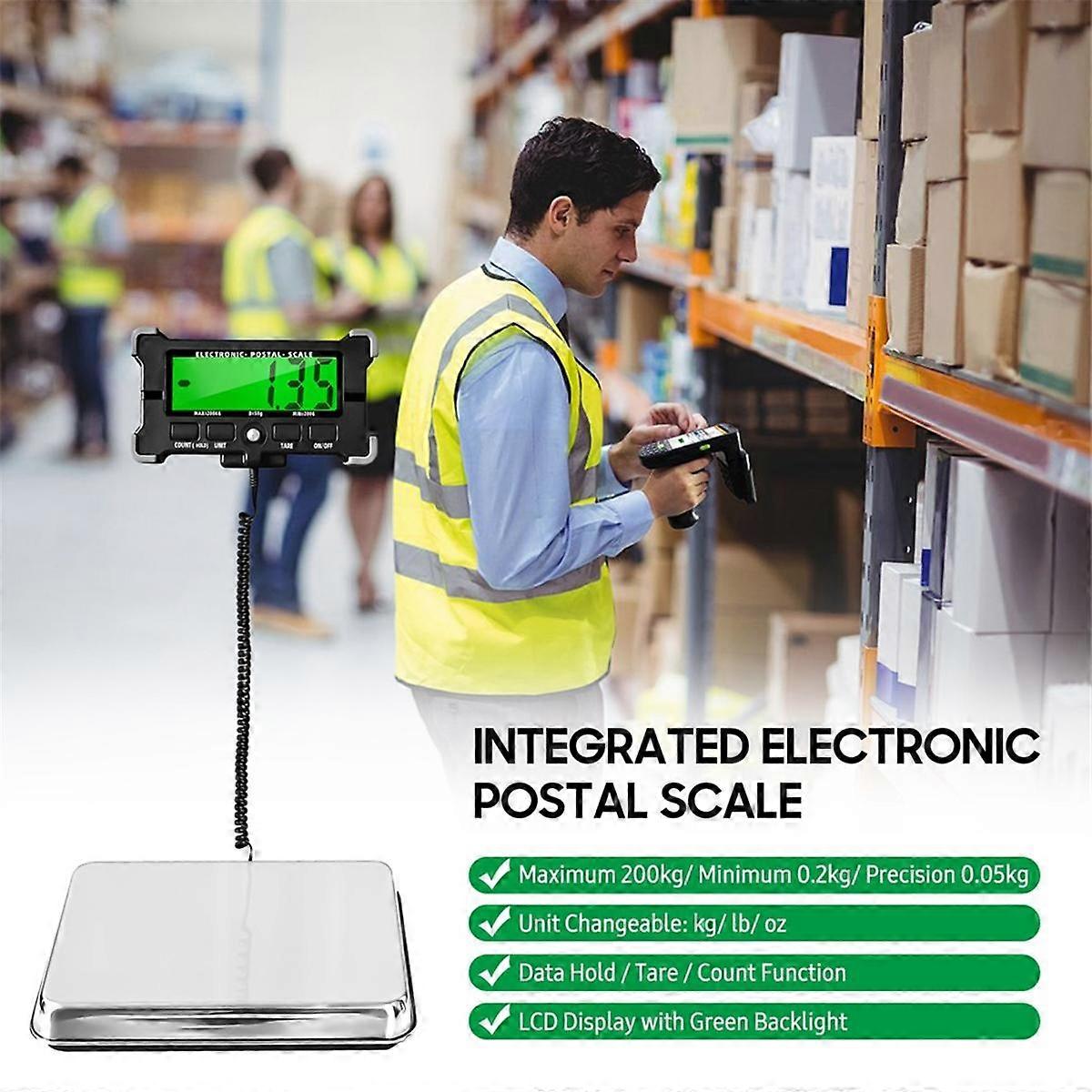 460 Lb Digital Shipping Scale With Stainless Steel Platform - LCD Backlight, 4 Modes For Postal & Package Weighing