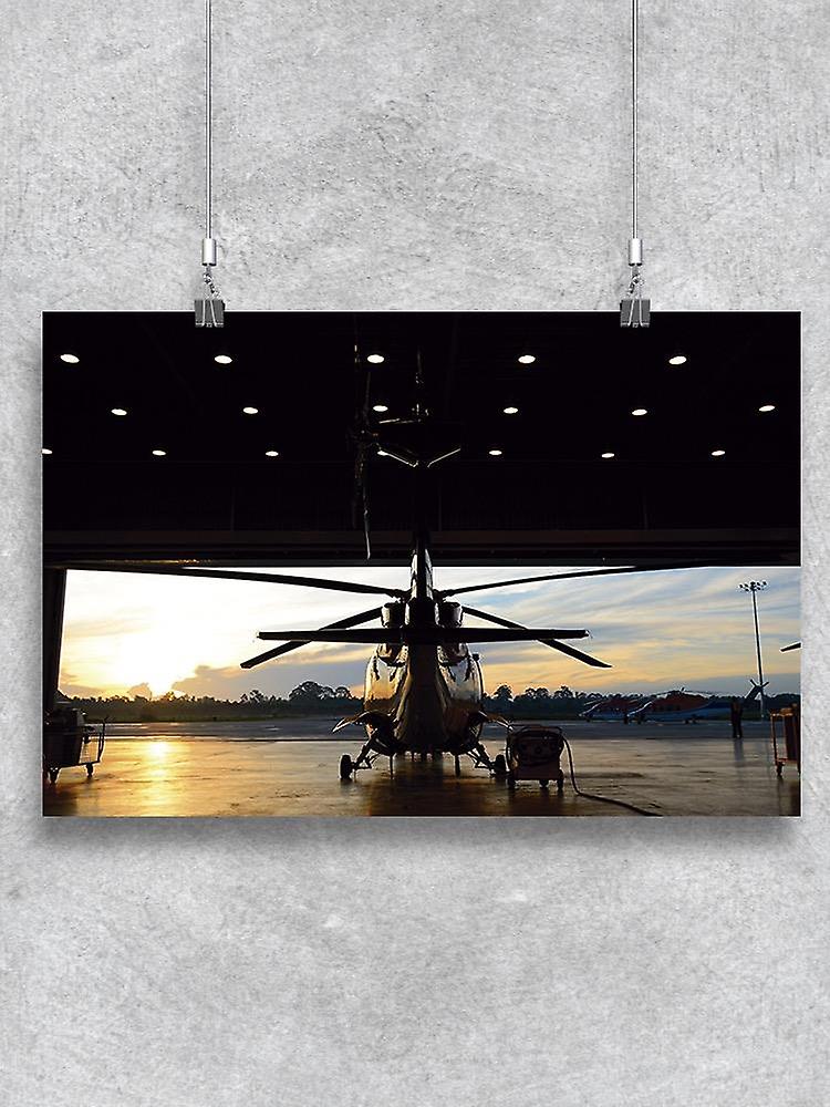 Helicopter In The Hangar Poster Image By Shutterstock 